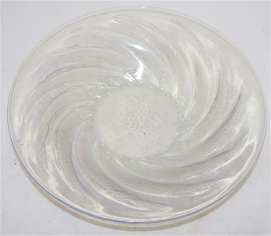 A Rene Lalique Poissons No.2 opalescent glass dish, diam. 29cm